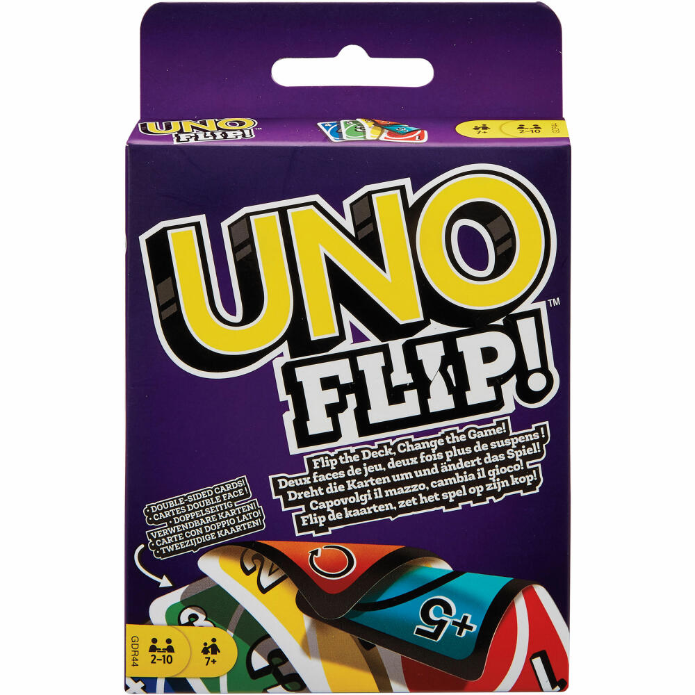 MATTEL GAMES Mattel UNO Flip Side, card game, card game, board game, family game, from 7 years, GDR44
