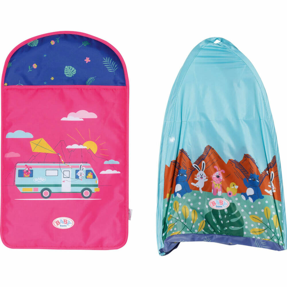 Zapf Creation BABY born Weekend Camping Set, Zelt, Schlafsack, Puppenzubehör, Puppen Zubehör, 832783