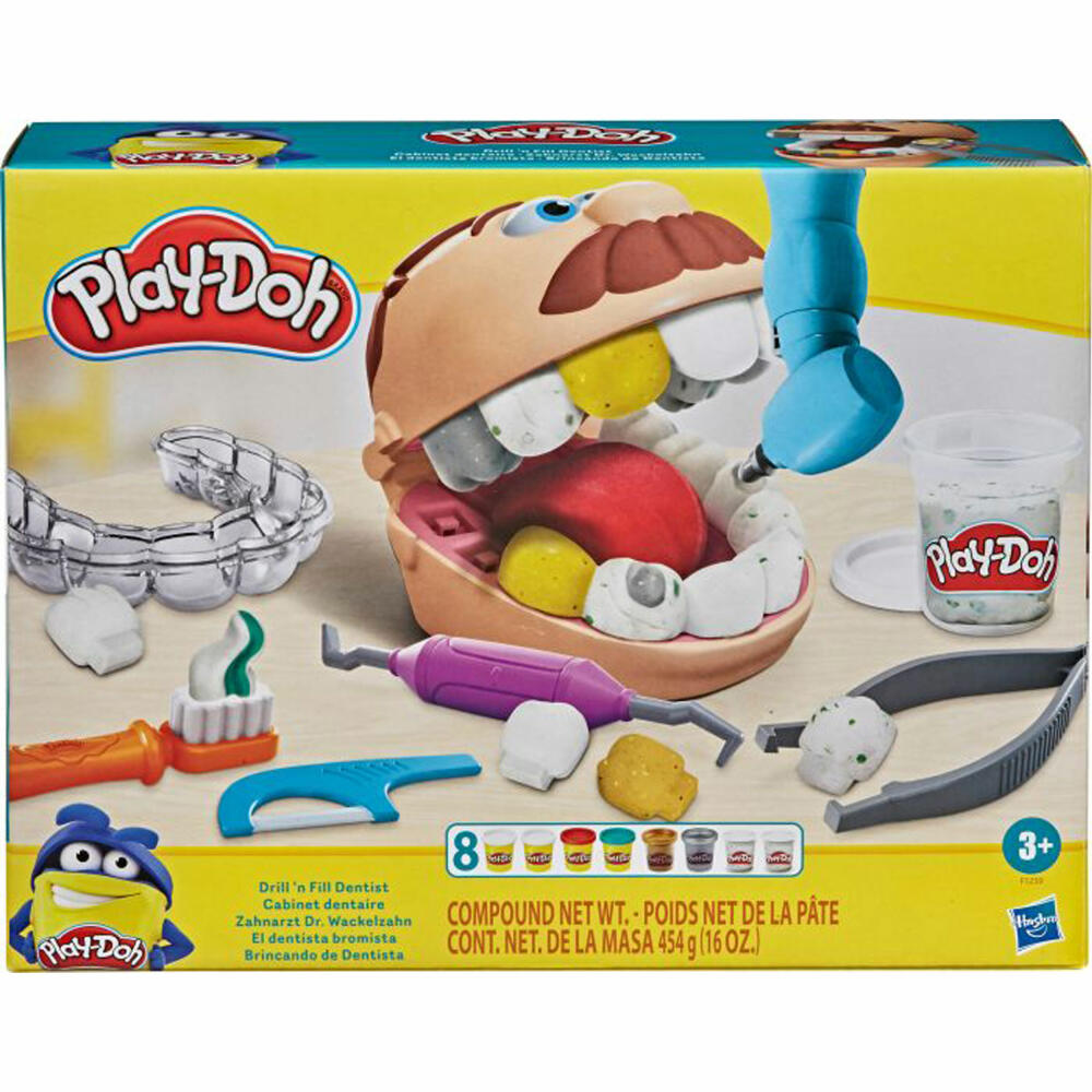 Hasbro Play-Doh Zahnarzt Dr. Wackelzahn, Knete, Spielknete, Spielzeug, Kinder, F12595L0