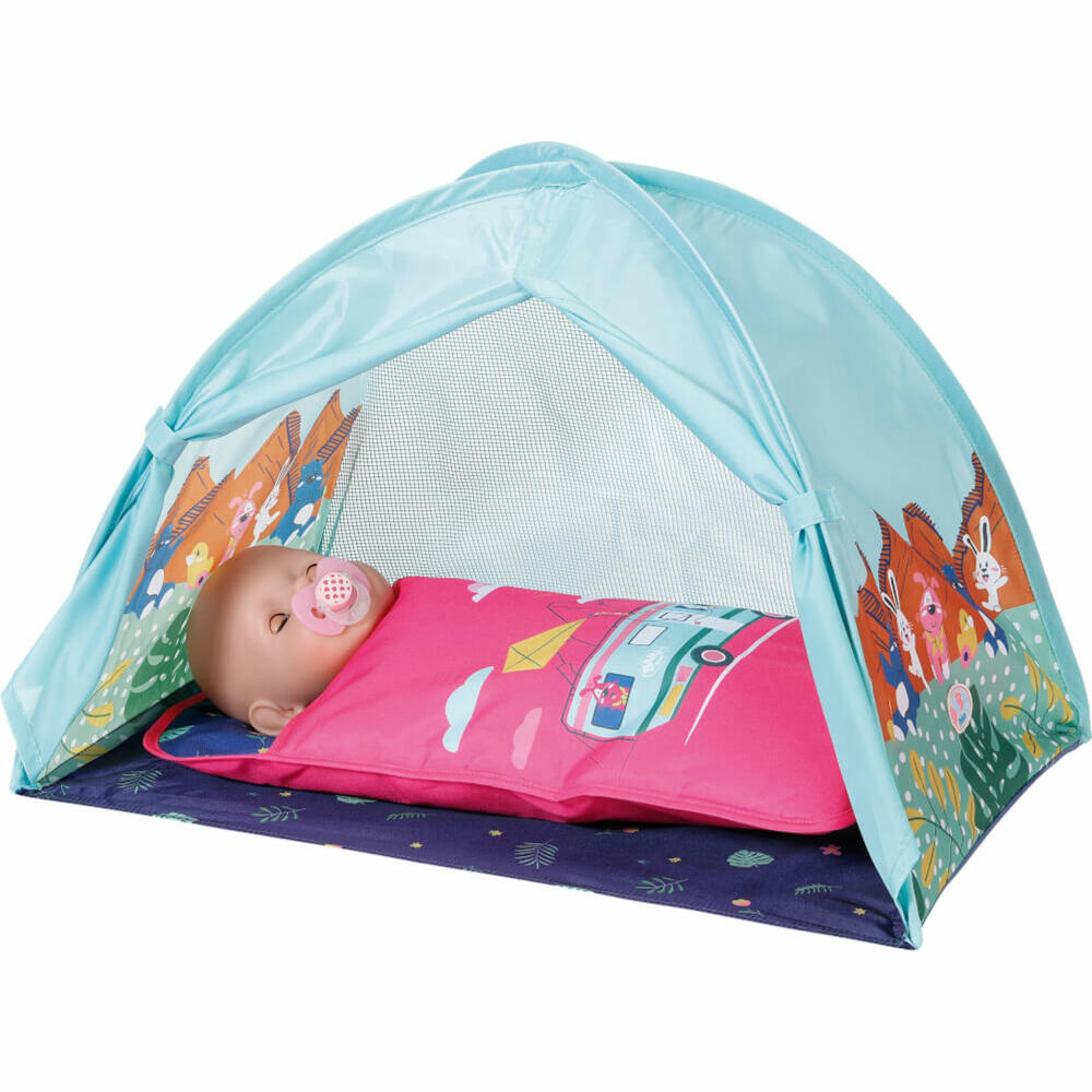 Zapf Creation BABY born Weekend Camping Set, Zelt, Schlafsack, Puppenzubehör, Puppen Zubehör, 832783