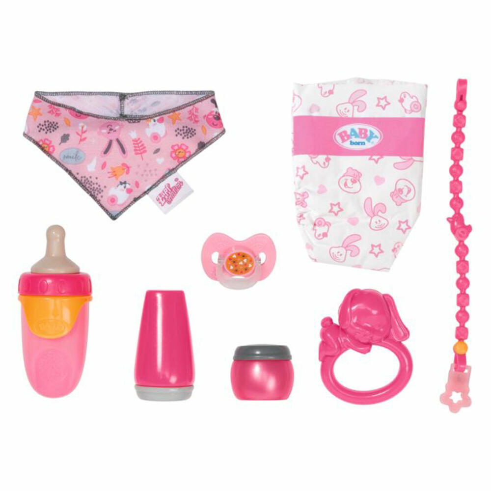 Zapf Creation BABY born Accessoires Set, Windeln, Schnuller, Flasche, Puppen Zubehör, 832851