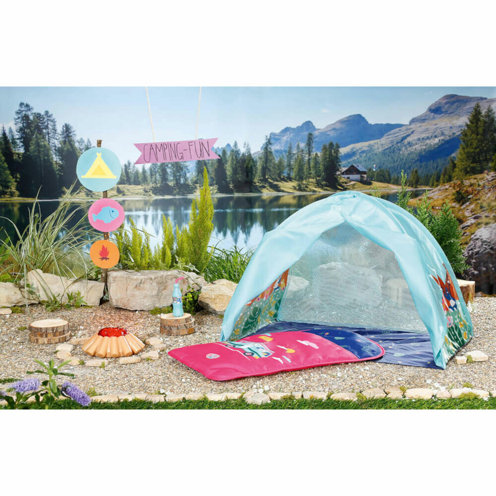 Zapf Creation BABY born Weekend Camping Set, Zelt, Schlafsack, Puppenzubehör, Puppen Zubehör, 832783