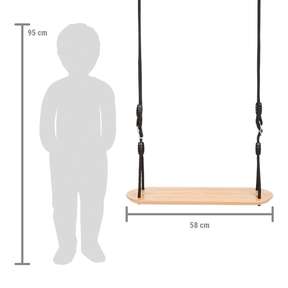 Legler Small Foot Board Swing XL Black Line, Educational Toy, Motor Skills Game, Wood, Ages 3+, 12407