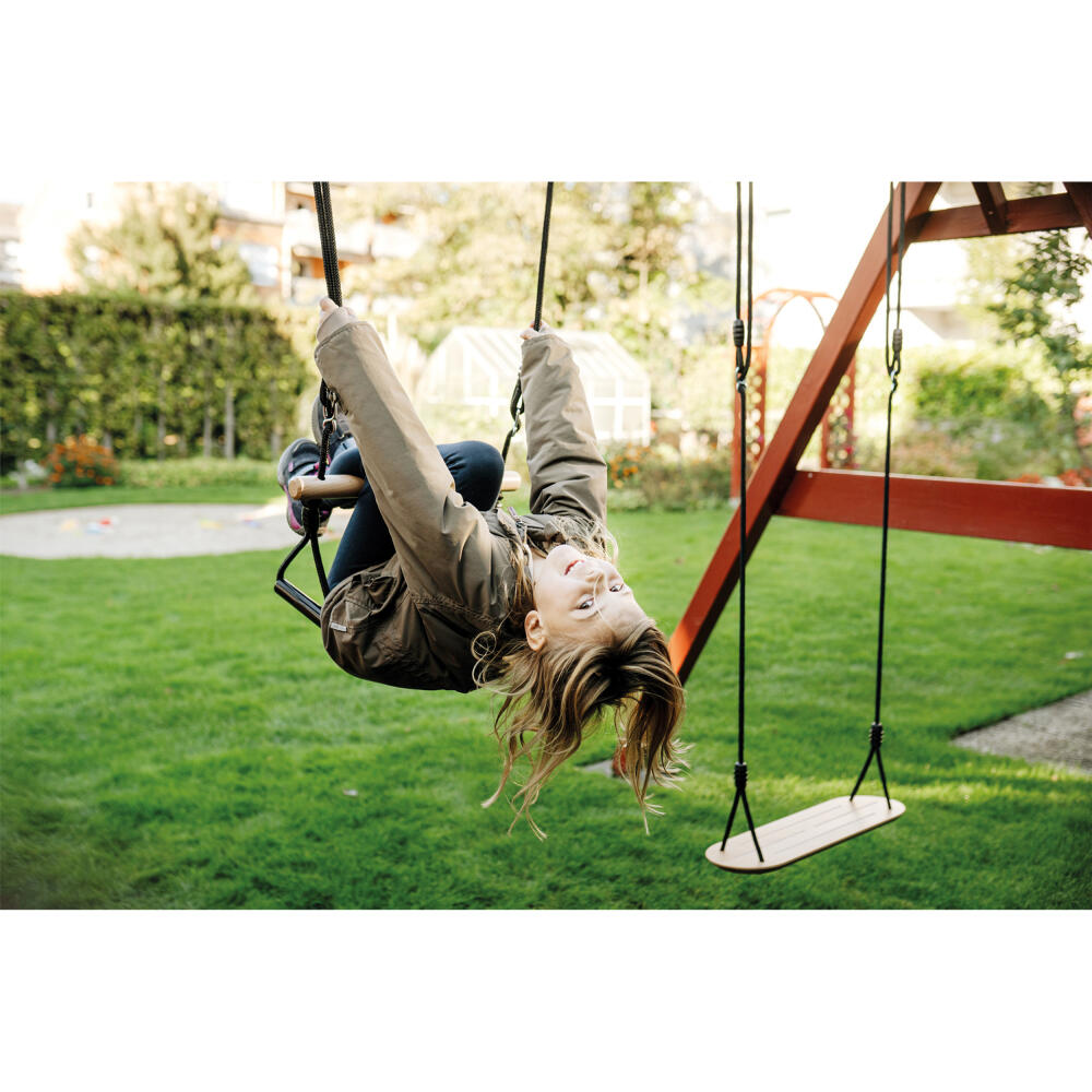 Legler Small Foot trapeze swing with gymnastic rings Black Line, educational toy, motor skills game, wood, from 3 years, 12409