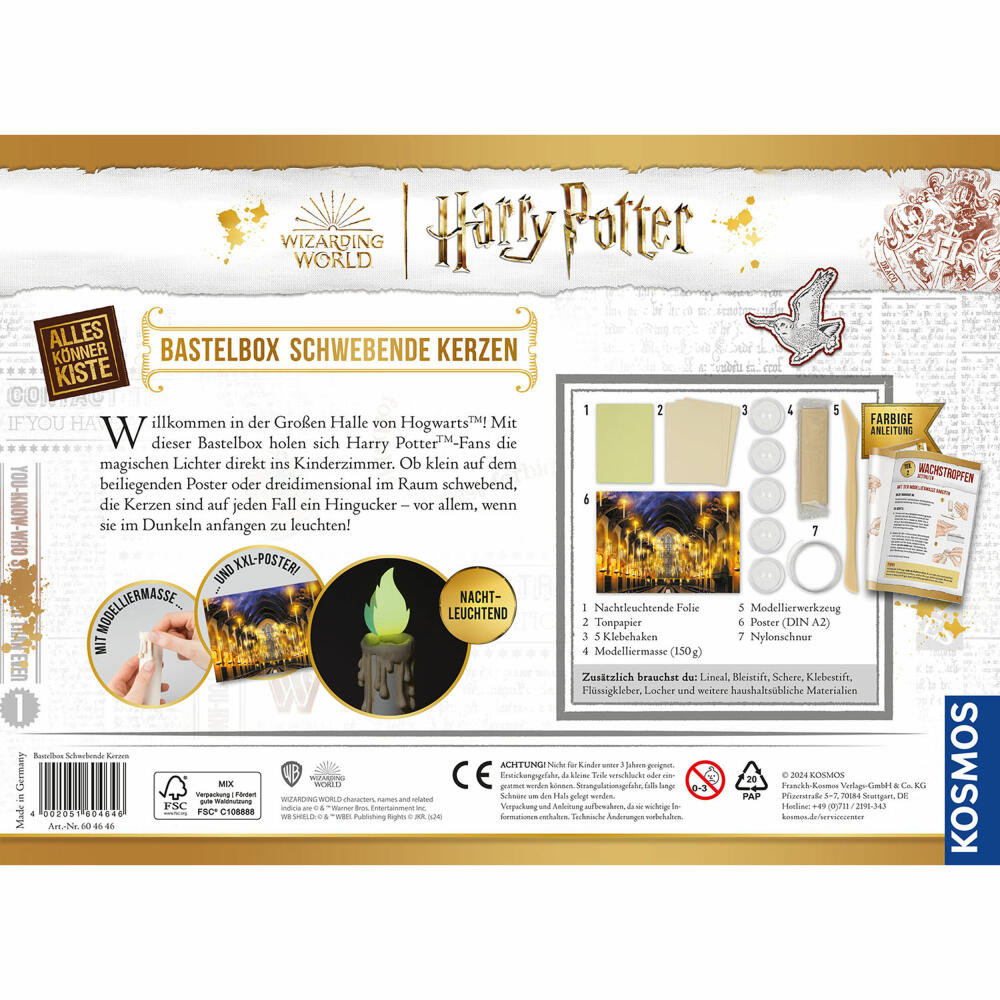 KOSMOS AllesKönnerKiste Harry Potter Bastelbox Schwebende Kerzen, Bastelset, Basteln, ab 8 Jahren, 604646