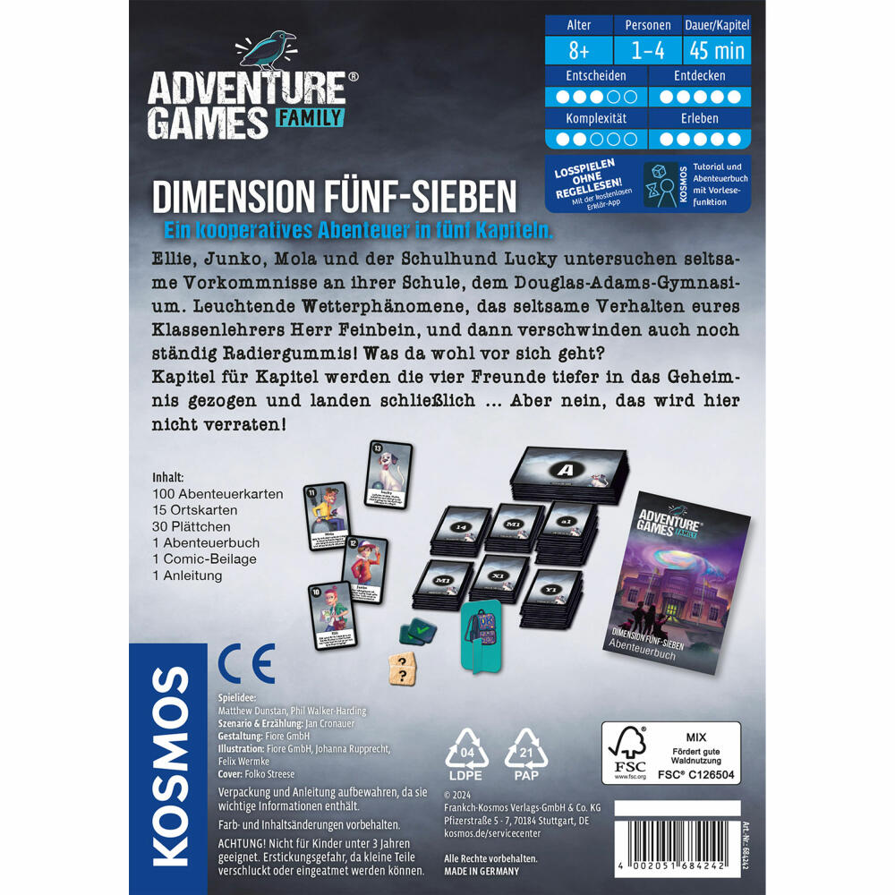 KOSMOS Adventure Games Family Dimension Fünf-Sieben, Abenteuerspiel, Familienspiel, ab 8 Jahren, 684242