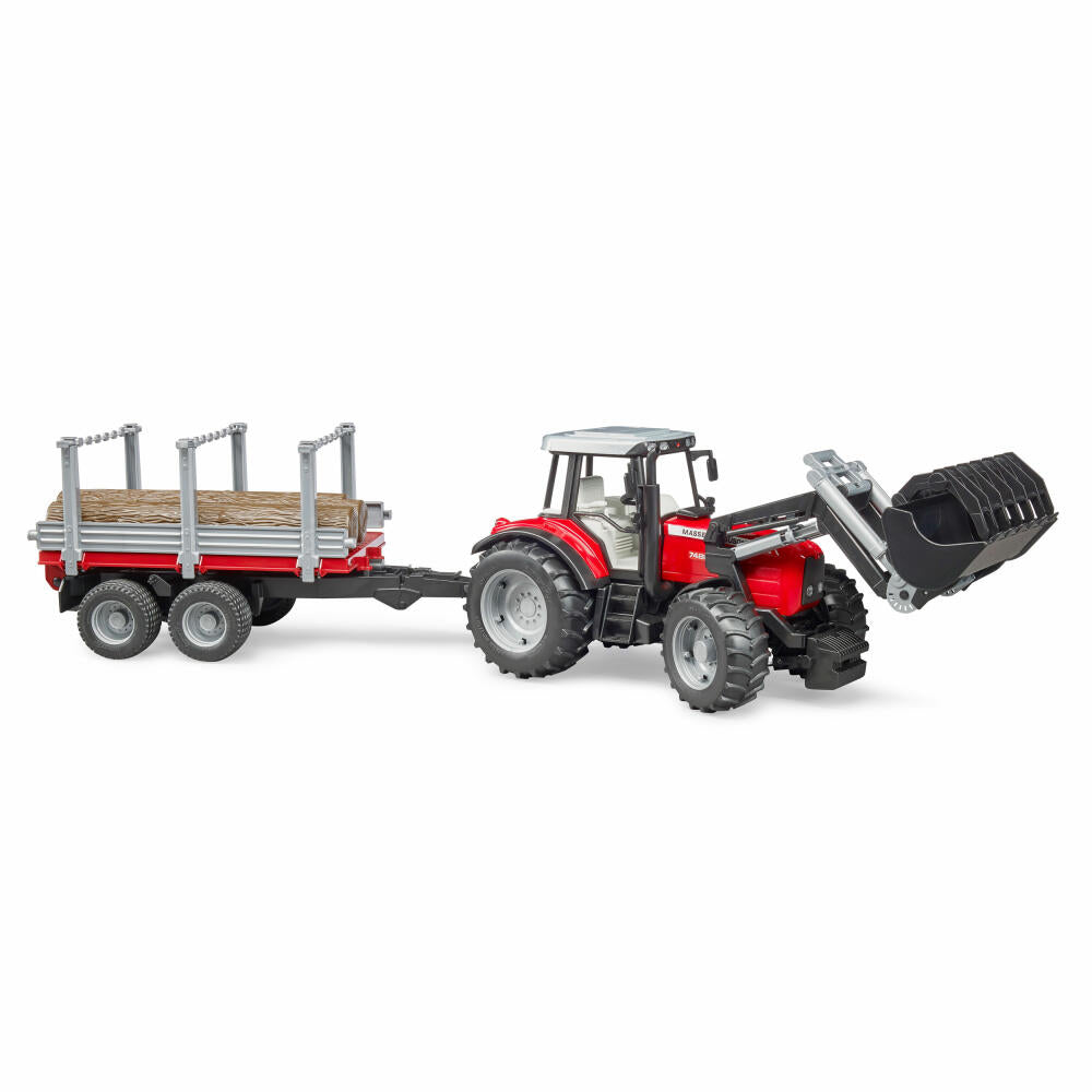 Bruder Forestry Massey Ferguson 7480, with front loader and trailer, model vehicle, model vehicle, toy, 02046