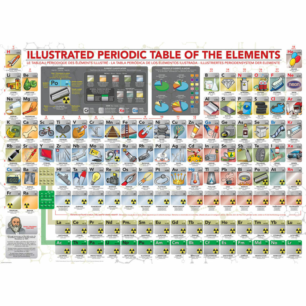 Eurographics Puzzle Illustriertes Periodensystem der Elemente, 500 Teile, 68 x 48 cm, 6500-5355