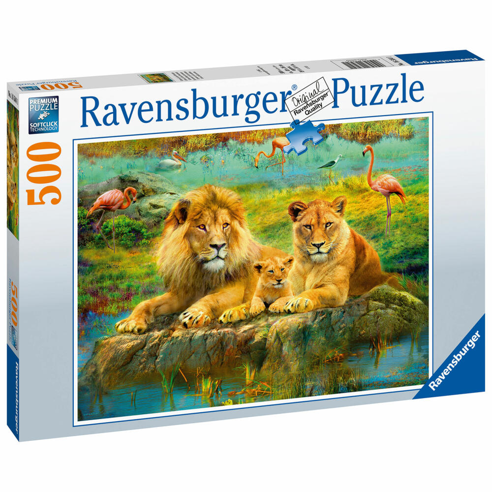 Ravensburger Puzzle Lions in the Savannah, Adult Puzzle, Adult Puzzles, Standard, 500 Pieces, 16584