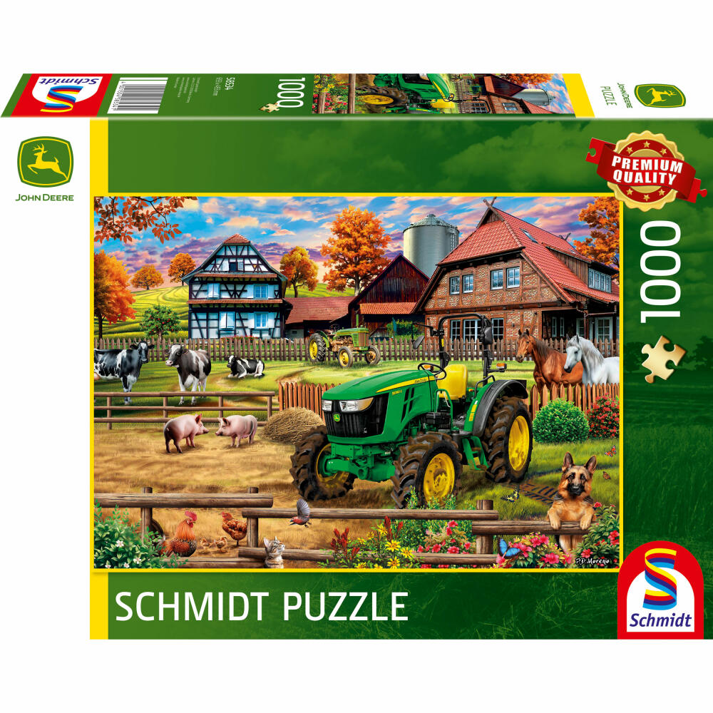 Schmidt Spiele Puzzle John Deere Farm with Tractor 5050E, Adult Puzzle, Premium, 1000 Pieces, 58534