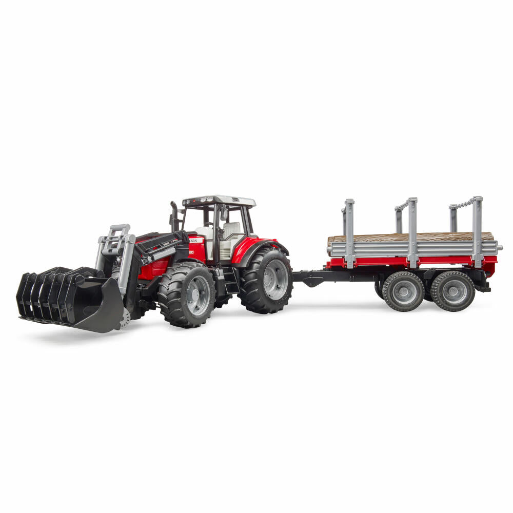 Bruder Forestry Massey Ferguson 7480, with front loader and trailer, model vehicle, model vehicle, toy, 02046