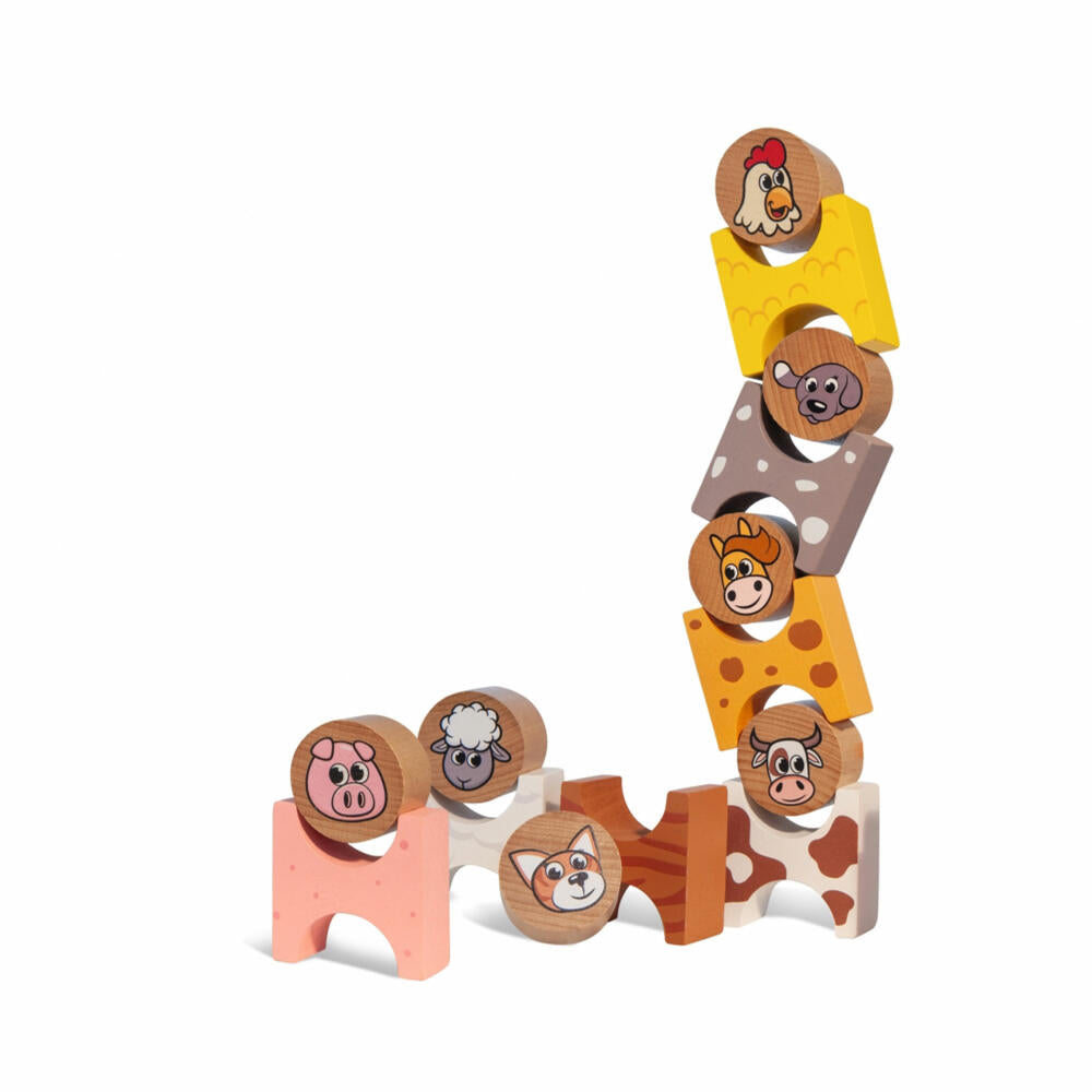 Eichhorn Stacking Game Farm, Stacking Toy, Motor Skills Toy, Skill Game, 100005201