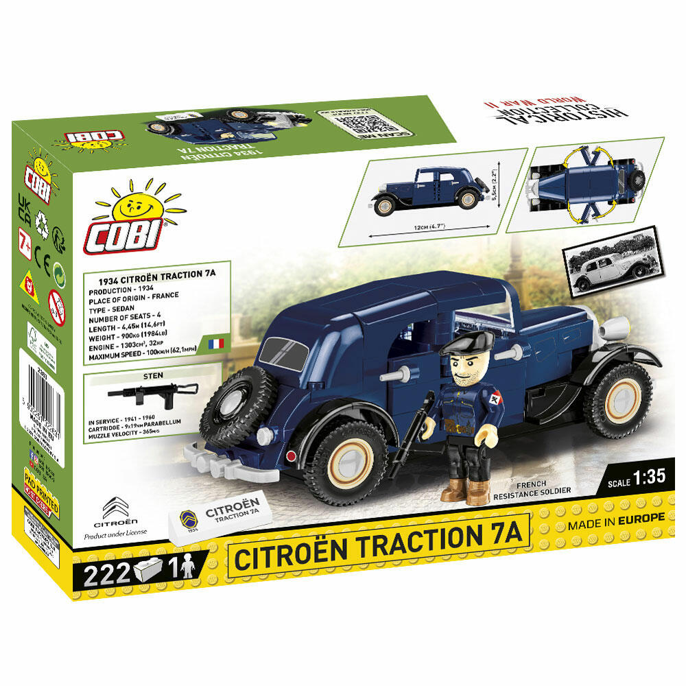 COBI interlocking brick set 1934 Citroen Traction 7A, World War 2 Historical Collection, car, interlocking bricks, 222 pieces, 2263
