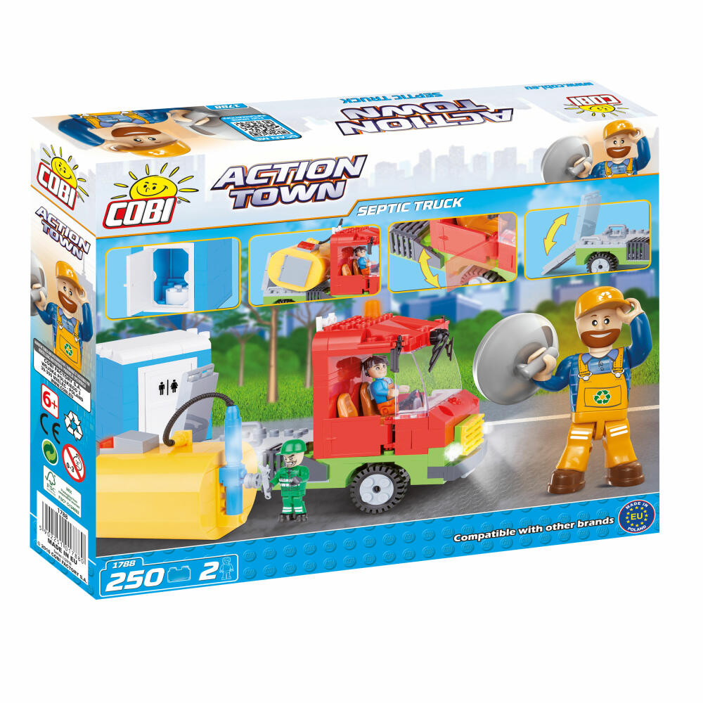 COBI Action Town Septic Truck, Klärwagen, Straßenreinigung, Spielzeug, Konstruktionsbausteine, 250 Teile, 1788