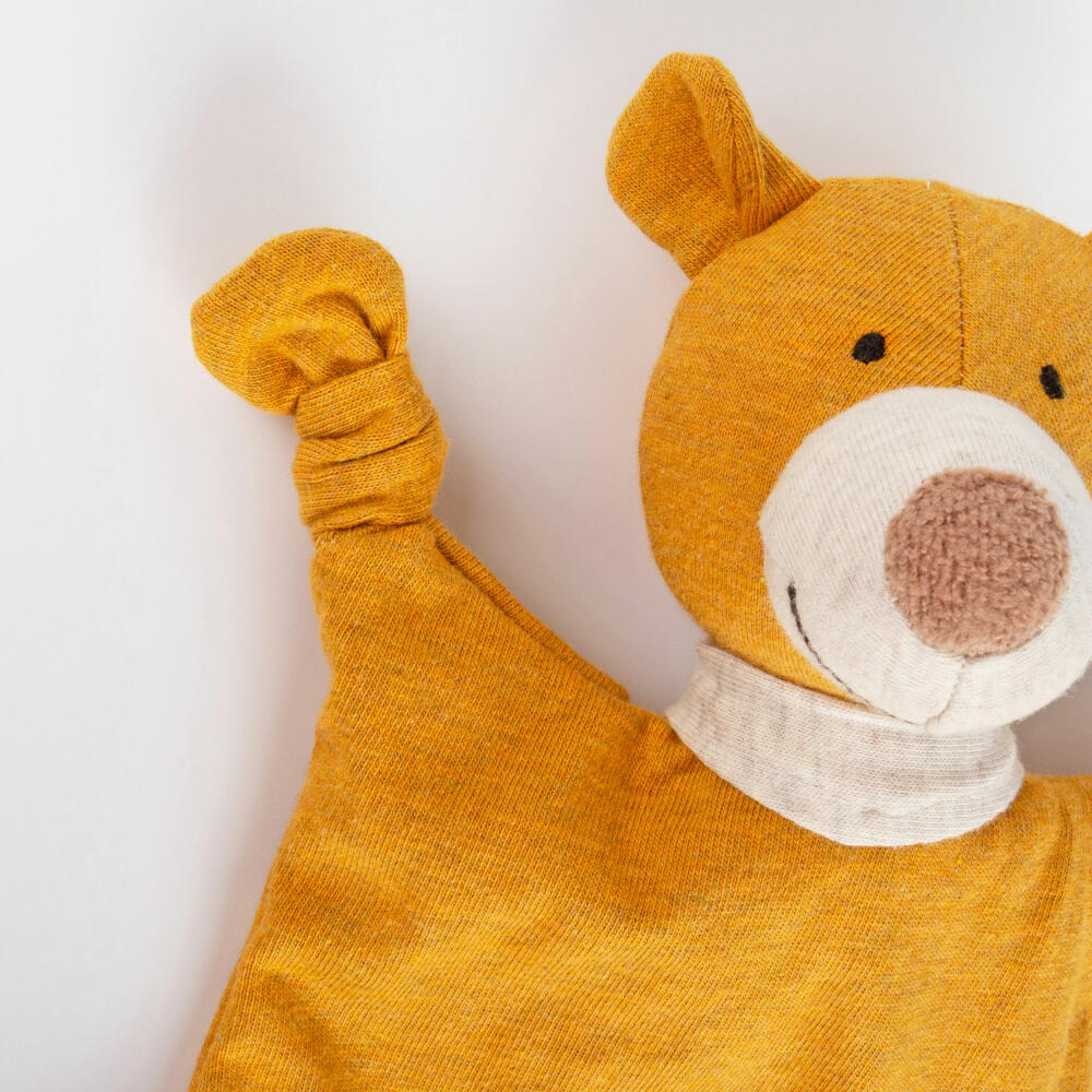 sigikid Mini Jersey-Tuch Bär Tiny Tissues, Schnuffeltuch, Schmusetuch, Kuscheltuch, Baumwolle, Gelb, 18 cm, 39839