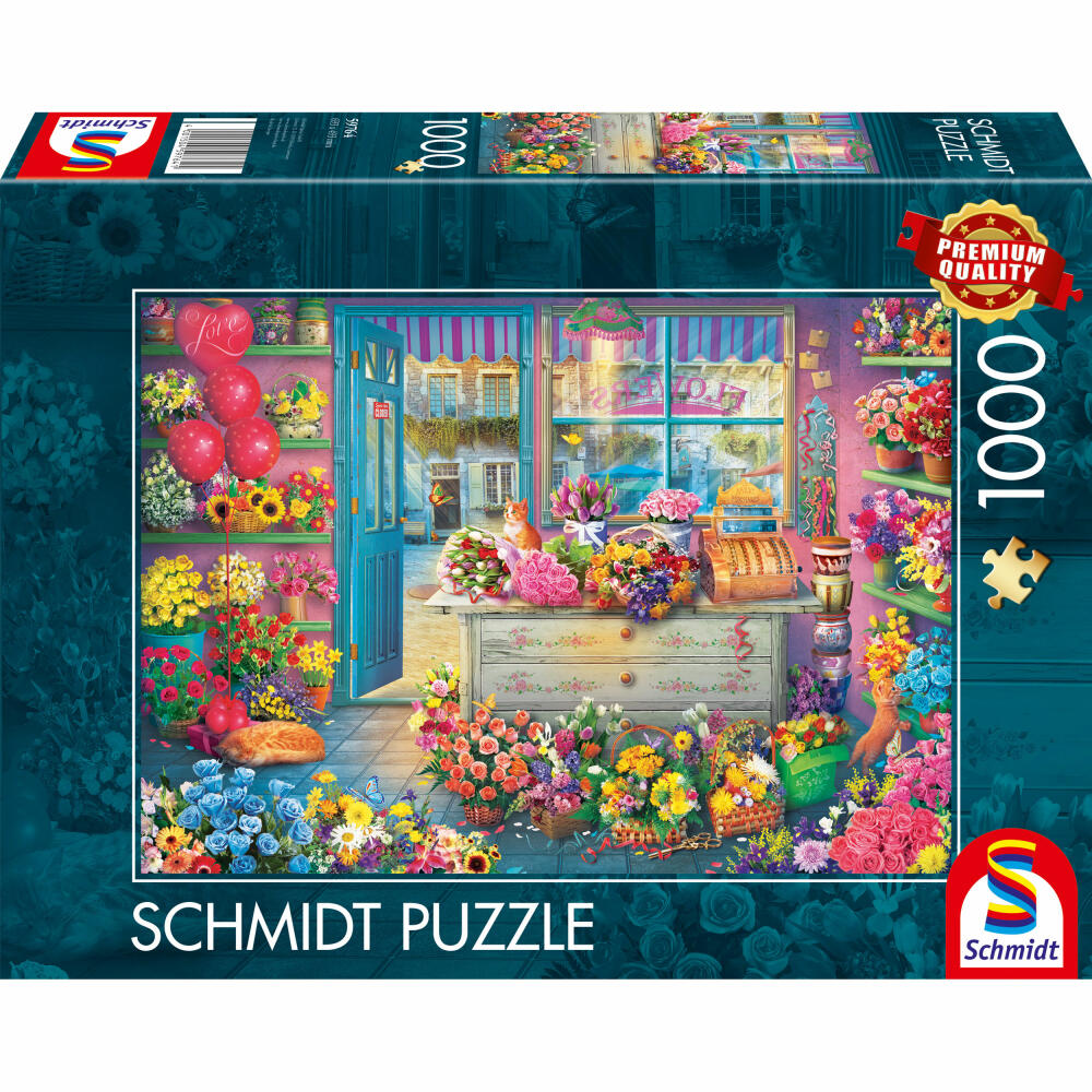 Schmidt Spiele Puzzle Bunter Blumenladen, Erwachsenenpuzzle, Standard, 1000 Teile, 59764