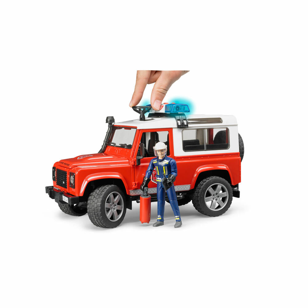 Bruder Emergency Vehicles Land Rover Defender Station Wagon Fire Department, with Fireman, Model Vehicle, Model Vehicle, Toy, 02596