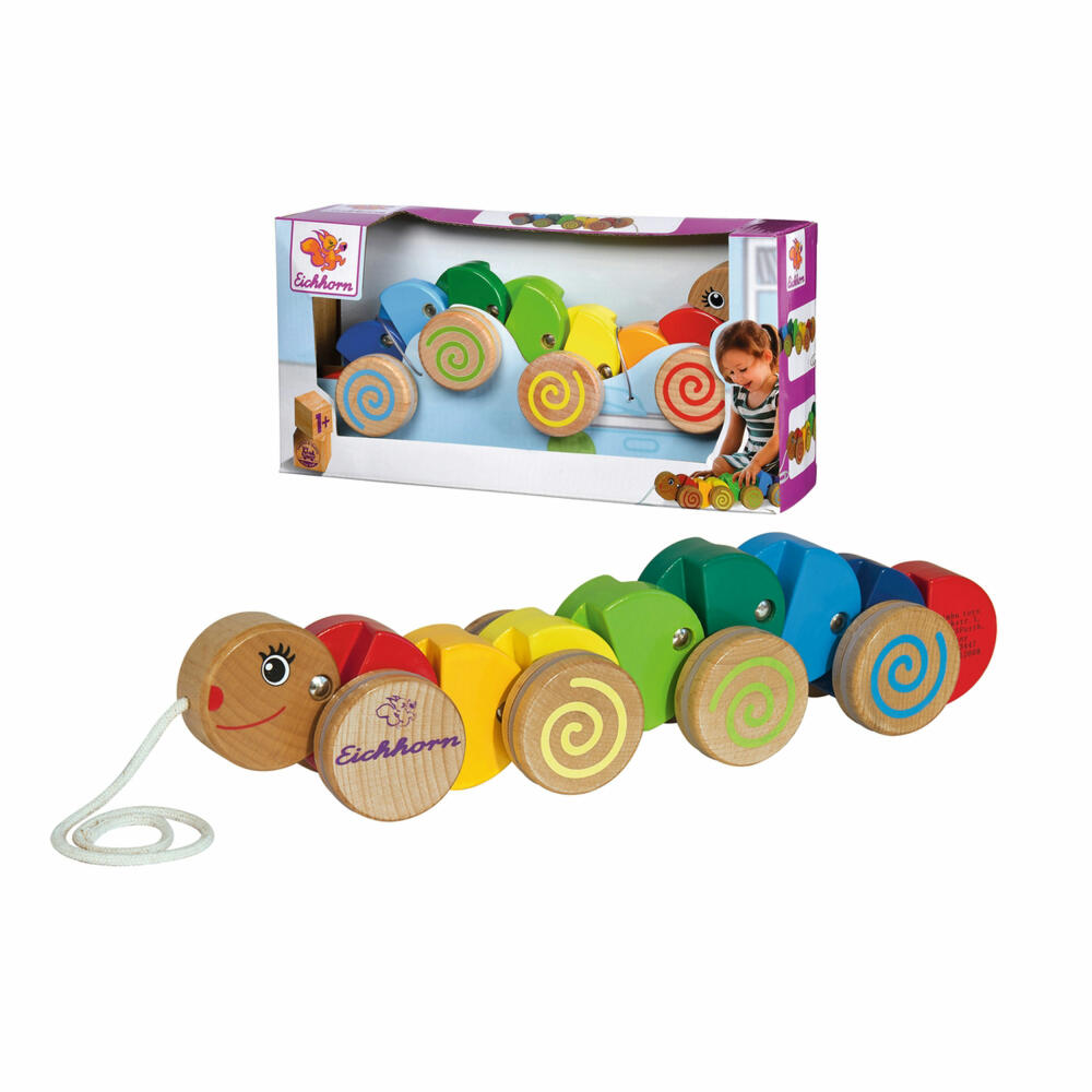 Eichhorn pull-along animal caterpillar, pull-along toy, wooden toy, wooden toy, pull-along caterpillar, 100003447