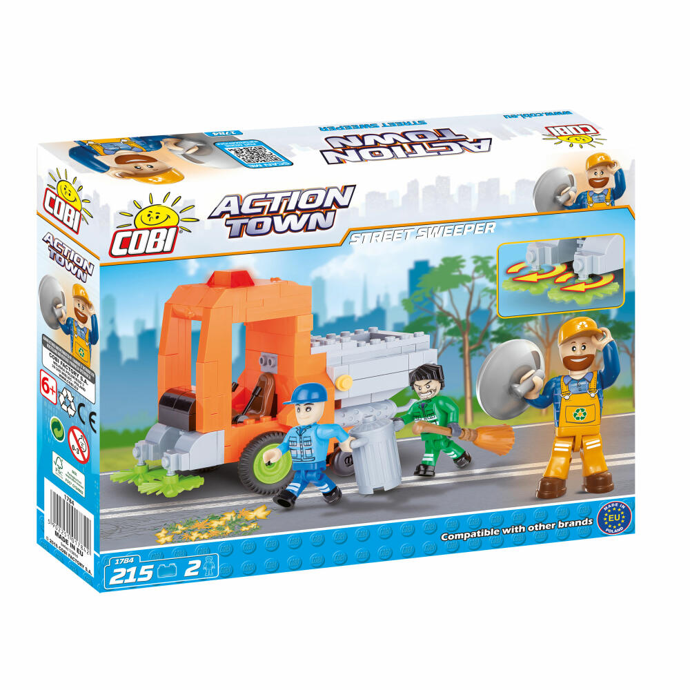 COBI Action Town Street Sweeper, Kehrmaschine, Straßenfeger, Straßenreinigung, Fahrzeug, Spielzeug, Konstruktionsbausteine, 215 Teile, 1784