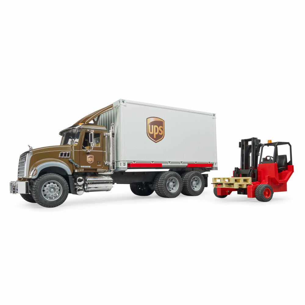Bruder Commercial Vehicles MACK Granite UPS Logistics Truck, with Forklift, Model Vehicle, Model Vehicle, Toy, 02828