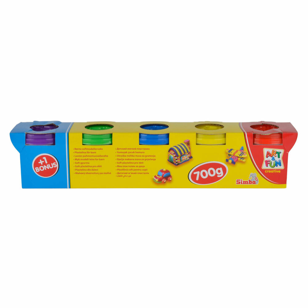 Simba Art & Fun Softknete 4+1 Bonuspack, Knete, Bastelknete, Knetgummi, Weichknete, 5 Farben, 106322264