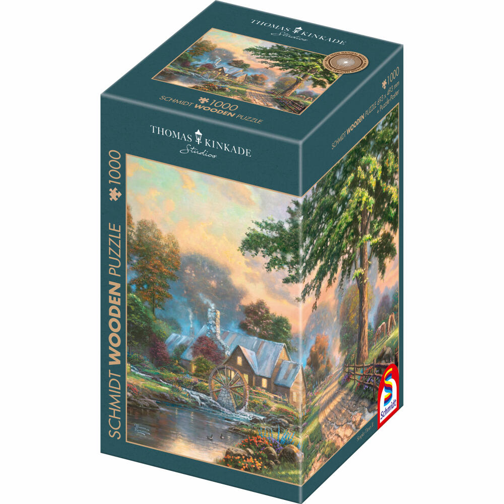 Schmidt Spiele Puzzle Am alten Mühlenbach, Thomas Kinkade, Holzpuzzle, Erwachsenenpuzzle, 1000 Teile, 59797
