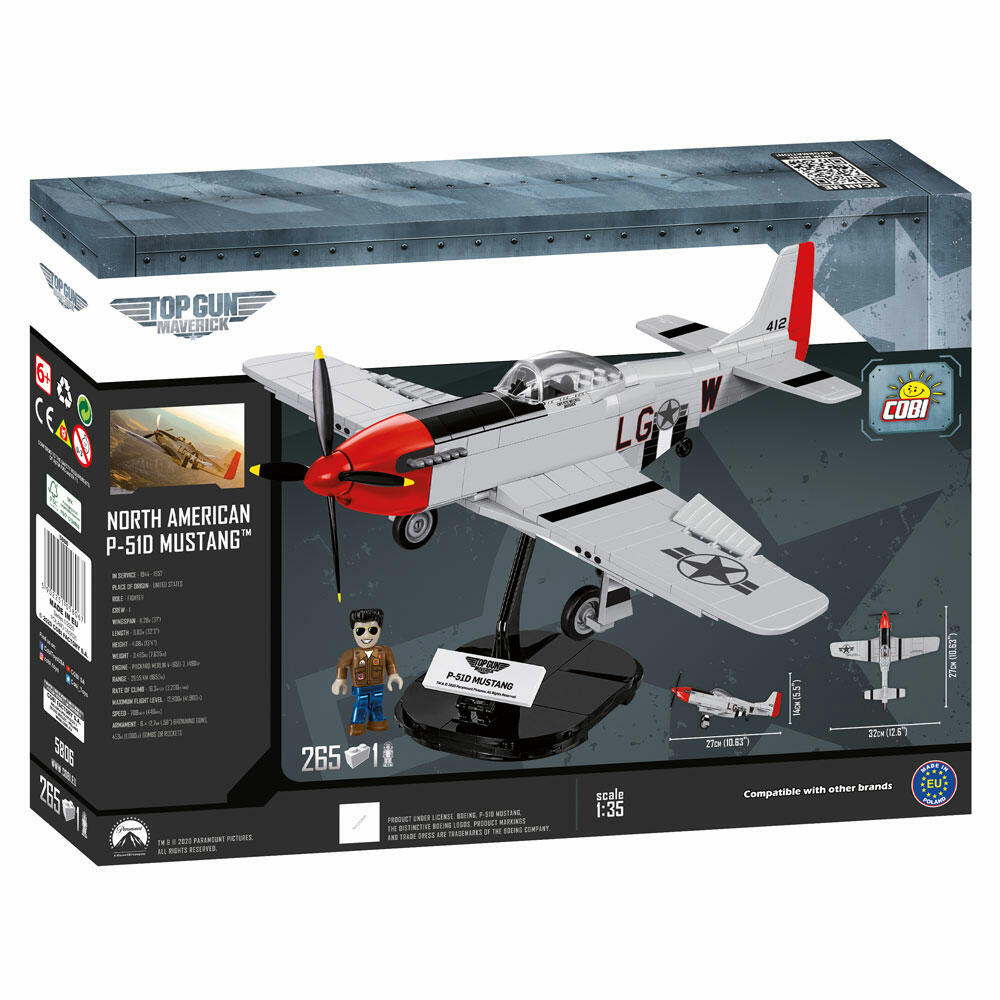 COBI Top Gun Mustang P-51D, Military, Soldiers, Aircraft, Toy, Construction Blocks, Plastic, 165 Parts, 5806