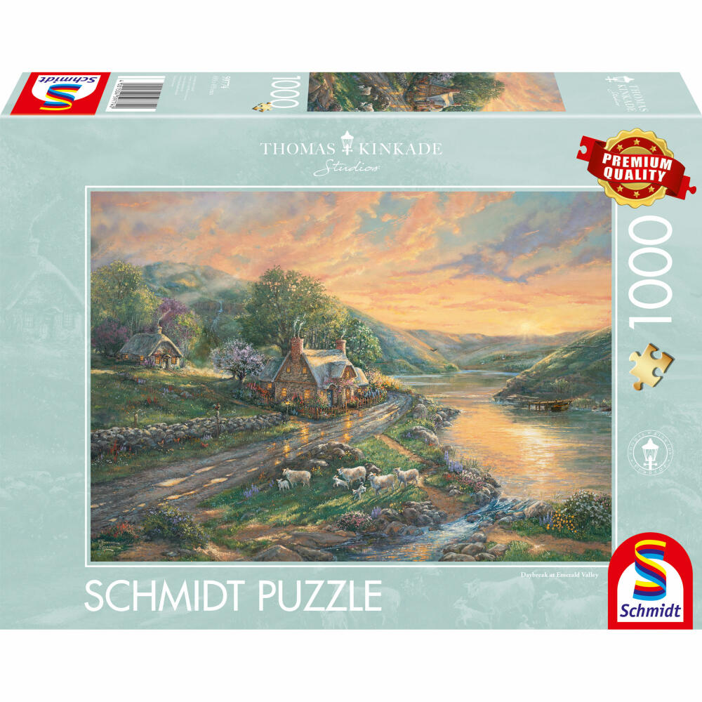 Schmidt Spiele Puzzle Daybreak in Emerald Valley, Thomas Kinkade, Adult Puzzle, 1000 Pieces, 59774