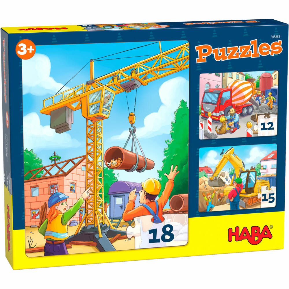 HABA Puzzles Construction Vehicles, Children's Puzzle, Puzzle, Children, from 3 years, 1305883001