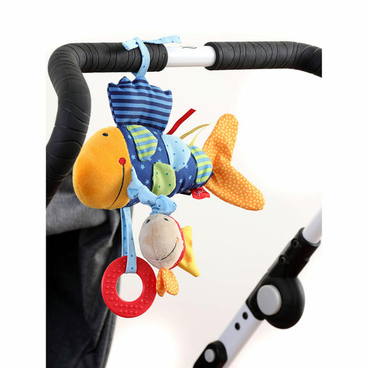 sigikid PlayQ Aktiv-Fisch, Greifling, Beißring, Rassel, Babyspielzeug, Baby Spielzeug, Polyester, H 26 cm, 40104