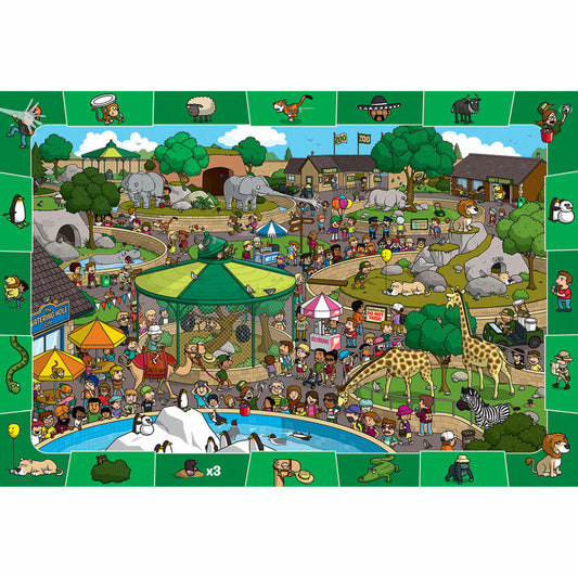 Eurographics Puzzle Ein Tag im Zoo - Suchen & Finden, 100 Teile, 48 x 33 cm, 6100-0542