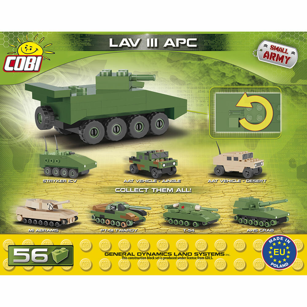 COBI World War 2 LAV III APC, Vehicle, Military, Soldiers, Figure, Construction Bricks, 56 Parts, 2241