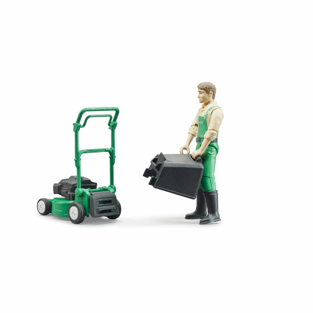 Bruder bworld Gardener, 5-piece, with lawnmower, garden tools, game figure, accessories, 62103
