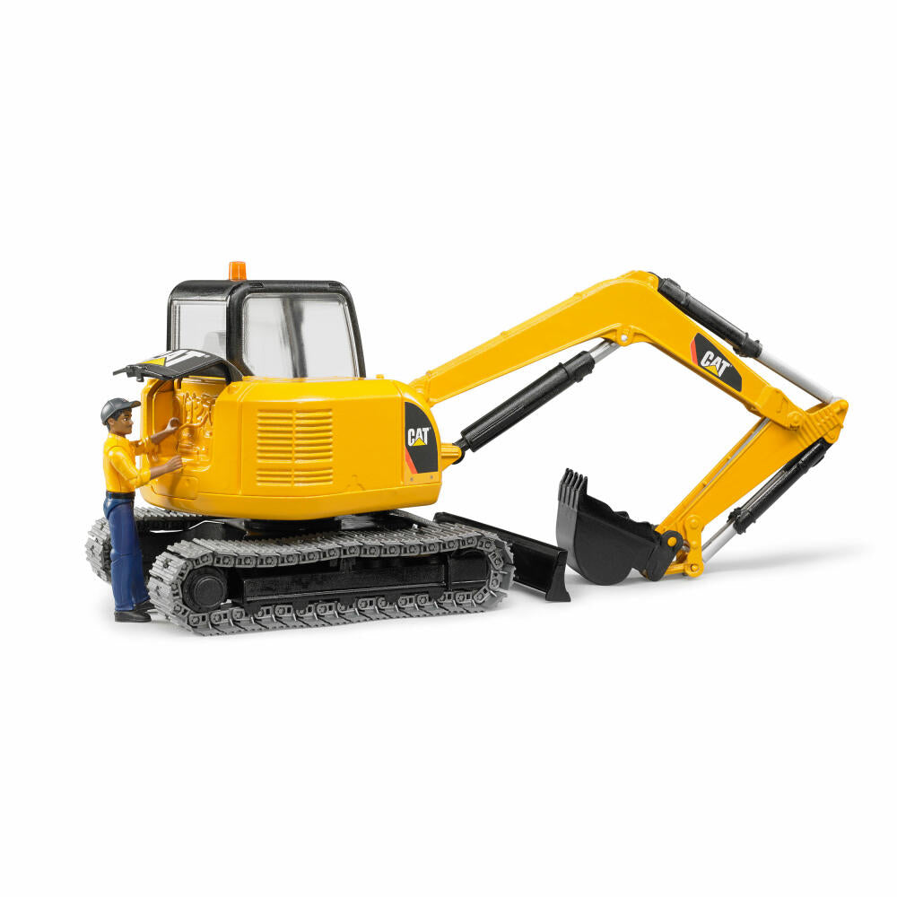 Bruder Baufahrzeuge Cat Minibagger, mit Bauarbeiter, Mini Bagger, Modellfahrzeug, Modell Fahrzeug, Spielzeug, 02466