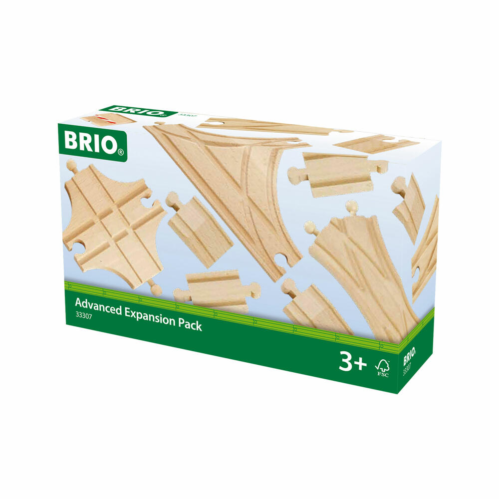 BRIO Schienen- und Weichensortiment, 11-tlg., Zubehör für die Holzeisenbahn, Holzspielzeug, Holz Spielzeug, 33307