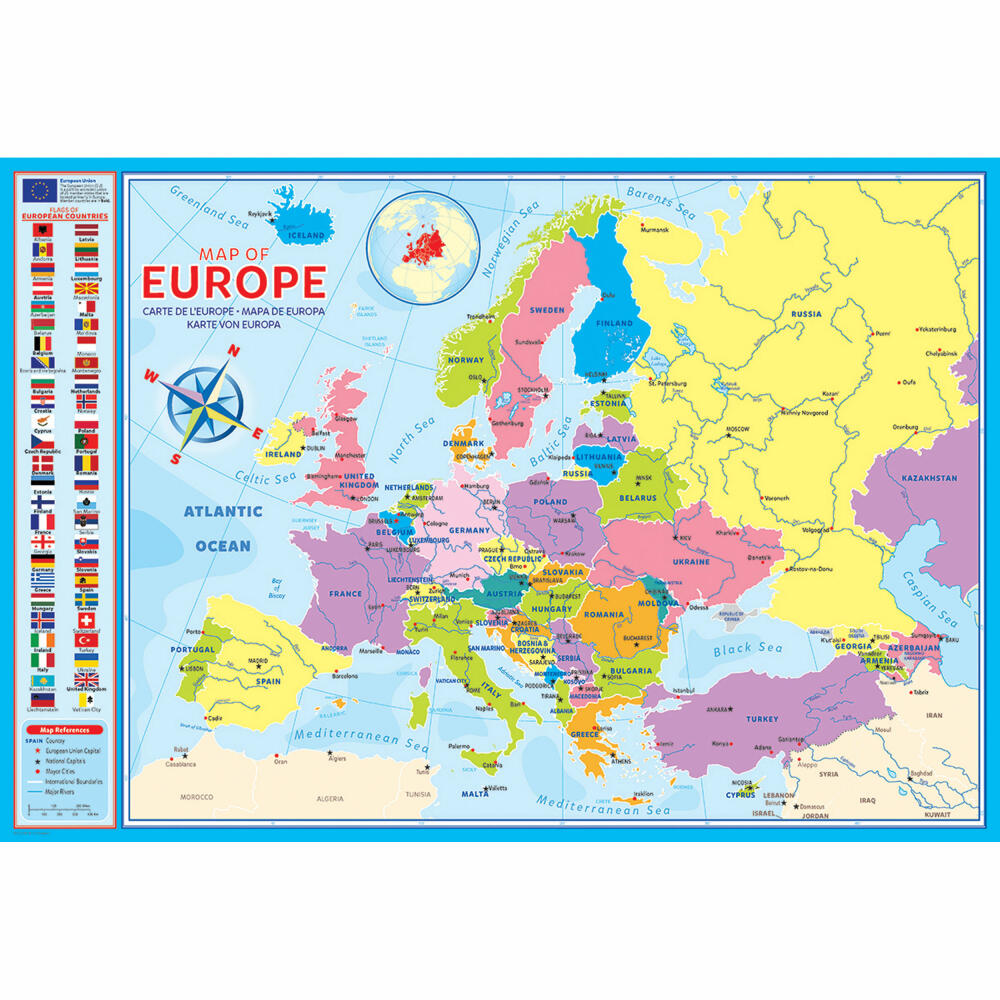 Eurographics Puzzle Europakarte, Geographie, 200 Teile, 48 x 33 cm, 6200-5374