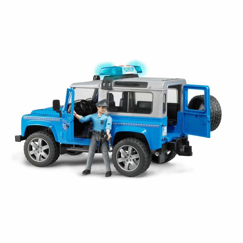 Bruder Land Rover Defender Station Wagon Polizei, mit Polizist, Modellfahrzeug, Modell Fahrzeug, Spielzeug, 2597