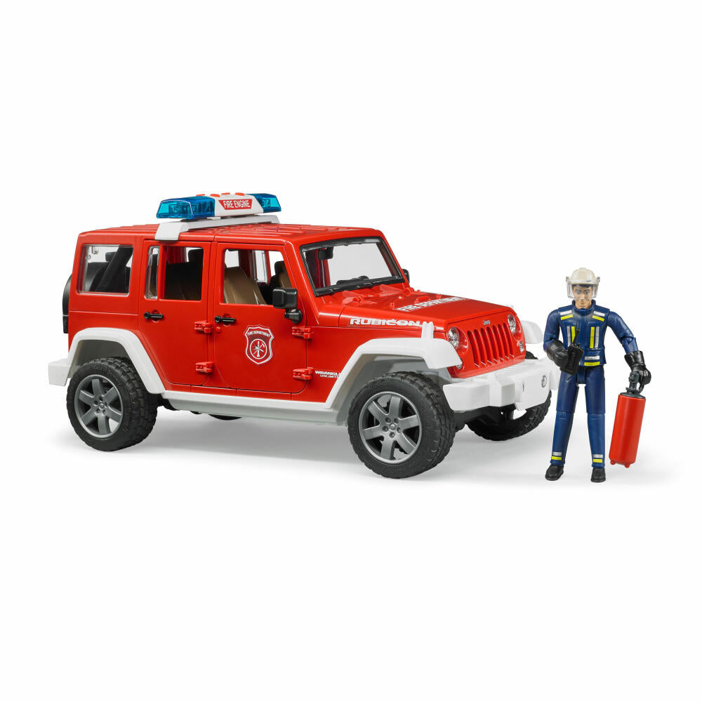 Bruder Einsatzfahrzeuge Jeep Wrangler Unlimited Rubicon Feuerwehrfahrzeug, mit Feuerwehrmann, Feuerwehr Auto, Modellfahrzeug, Modell Fahrzeug, Spielzeug, 02528