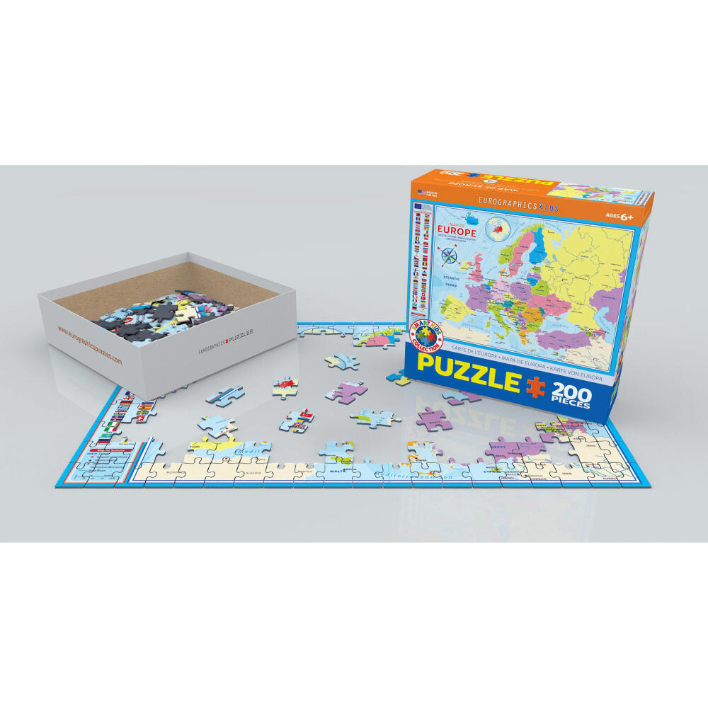 Eurographics Puzzle Europakarte, Geographie, 200 Teile, 48 x 33 cm, 6200-5374