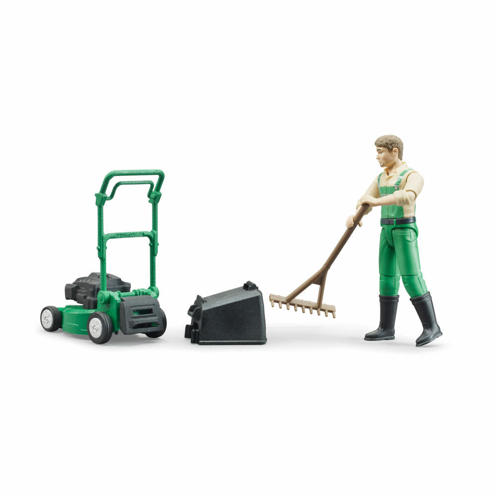 Bruder bworld Gardener, 5-piece, with lawnmower, garden tools, game figure, accessories, 62103