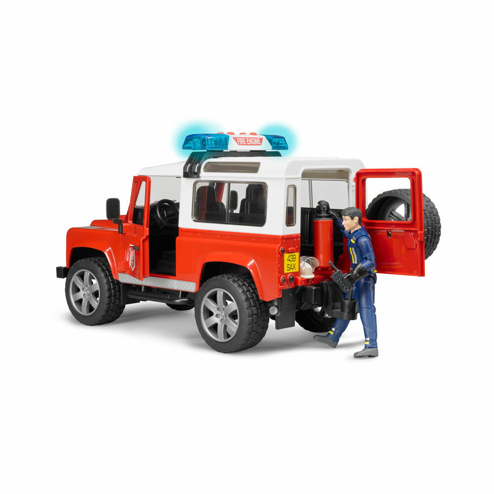 Bruder Emergency Vehicles Land Rover Defender Station Wagon Fire Department, with Fireman, Model Vehicle, Model Vehicle, Toy, 02596