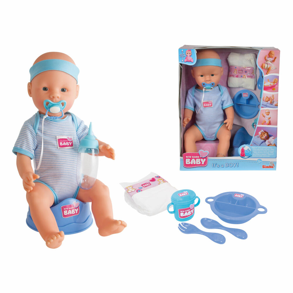 Simba New Born Baby Junge, Babypuppe, Puppe, Spielzeug, Kunststoff, 38.5 cm, 105030044