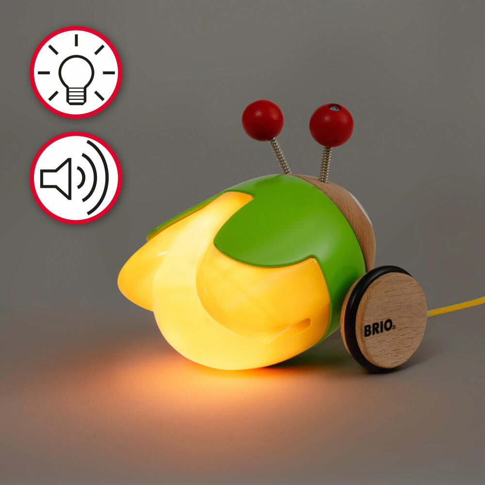 BRIO Pull-Along Firefly, with Light and Sound, Pull-Along Toy, Pull-Along Toy, Wooden Toy, Toddler, 30255
