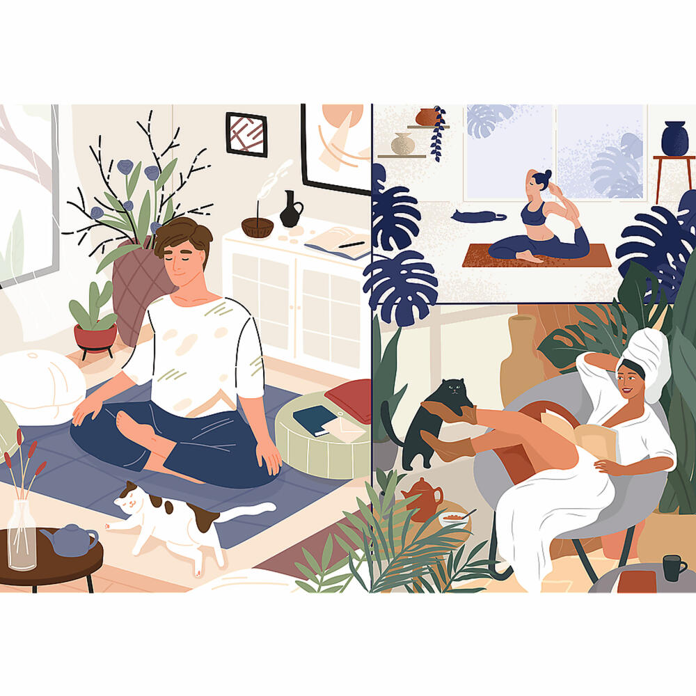 Trefl Puzzle UFT Yoga, Cats & Coffee: Peace of Mind, 1000 pieces, 68.3 x 48 cm, 10695
