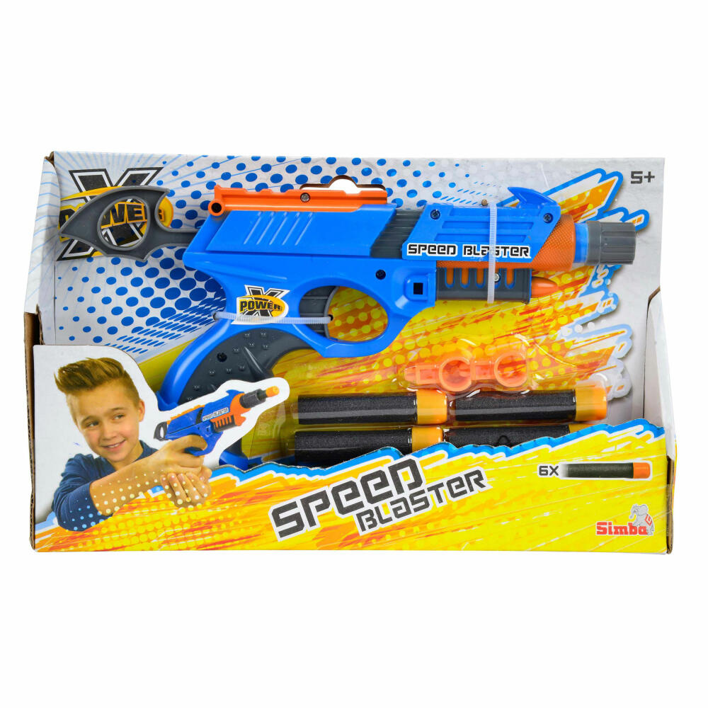 Simba X-Power Speed Blaster, Pistol, Dart Gun, Foam Darts, Children, Toy, 20 cm, 107210057