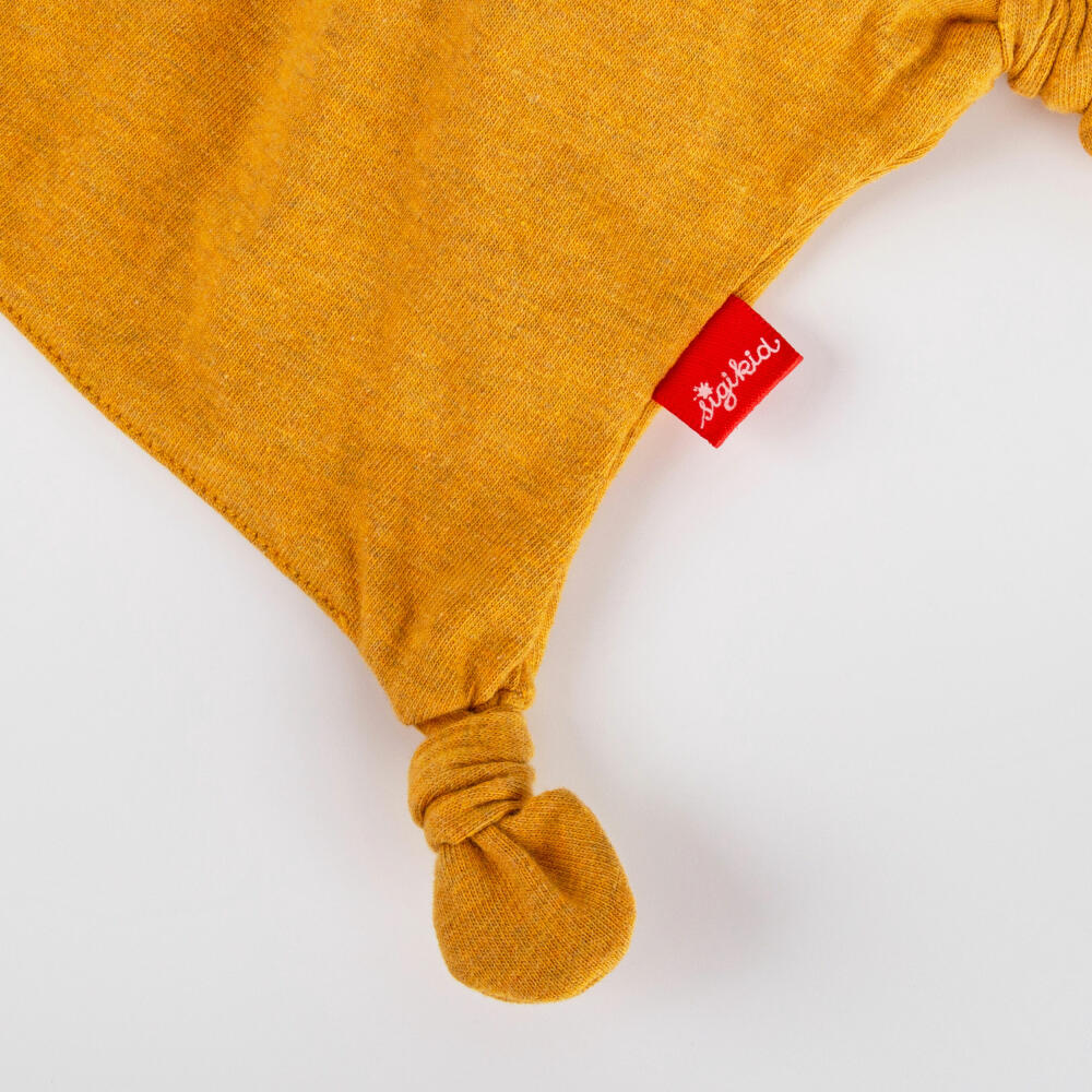 sigikid Mini Jersey-Tuch Bär Tiny Tissues, Schnuffeltuch, Schmusetuch, Kuscheltuch, Baumwolle, Gelb, 18 cm, 39839