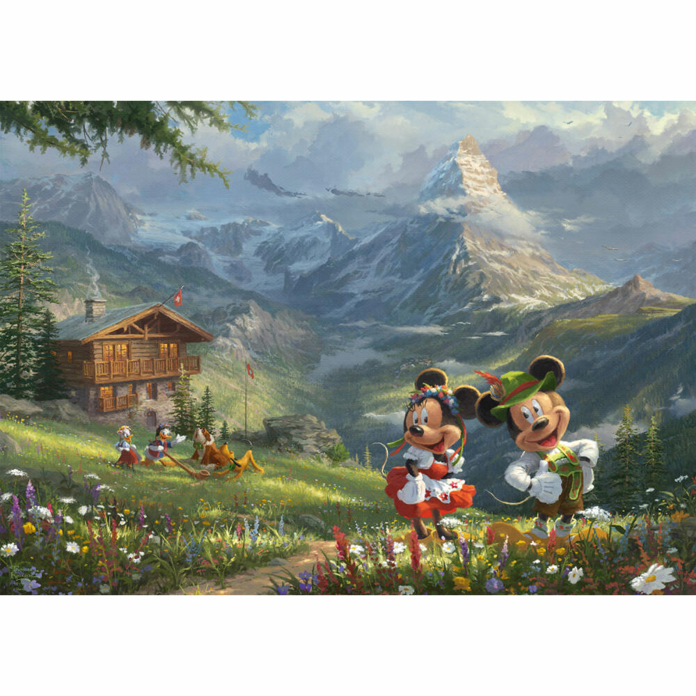 Schmidt Spiele Disney Mickey & Minnie in the Alps, Thomas Kinkade, Puzzle, Adult Puzzle, 1000 Pieces, 59938