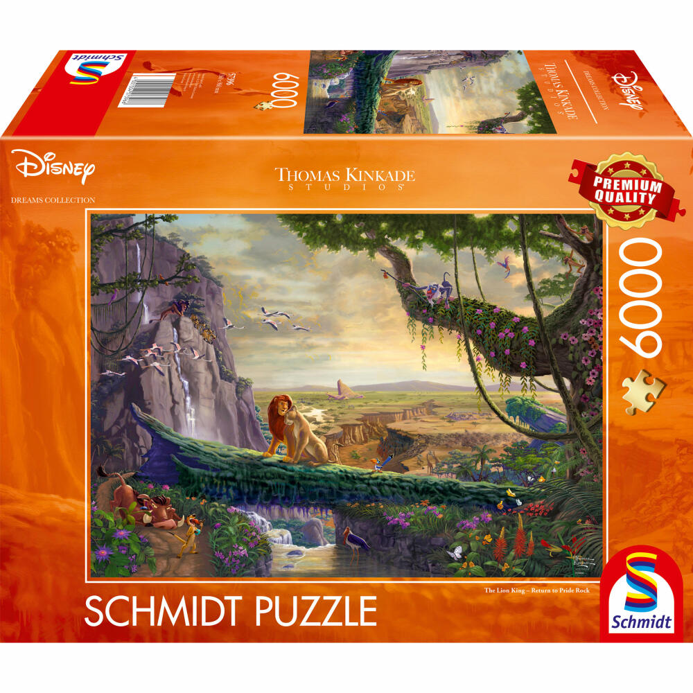 Schmidt Spiele Puzzle Disney Dreams Collection The Lion King Return to Pride Rock, Thomas Kinkade, Adult Puzzle, 6000 Pieces, 57396