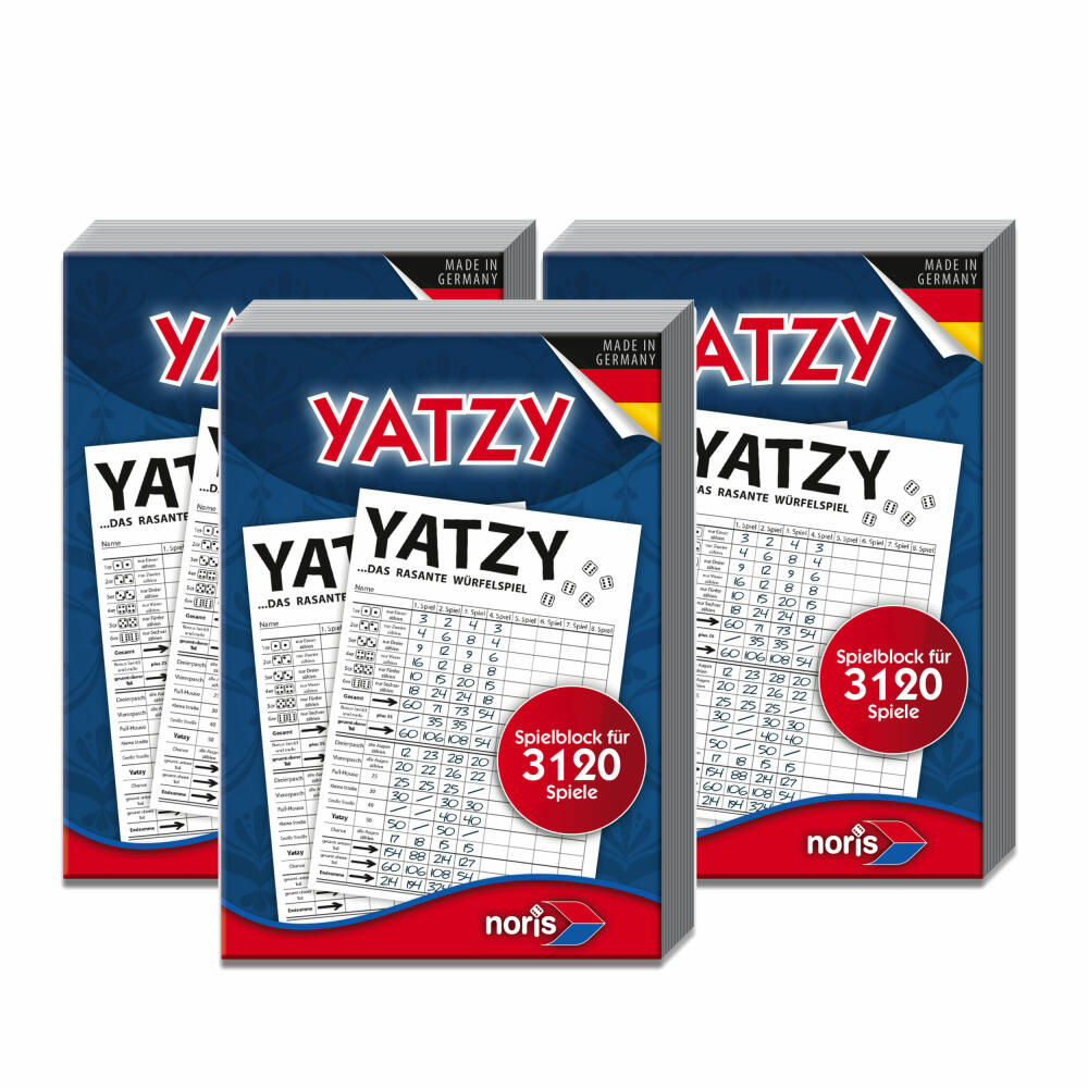 Noris Yatzy game block set of 3, notepad, dice block, Yatzee, for 3 x 3120 games