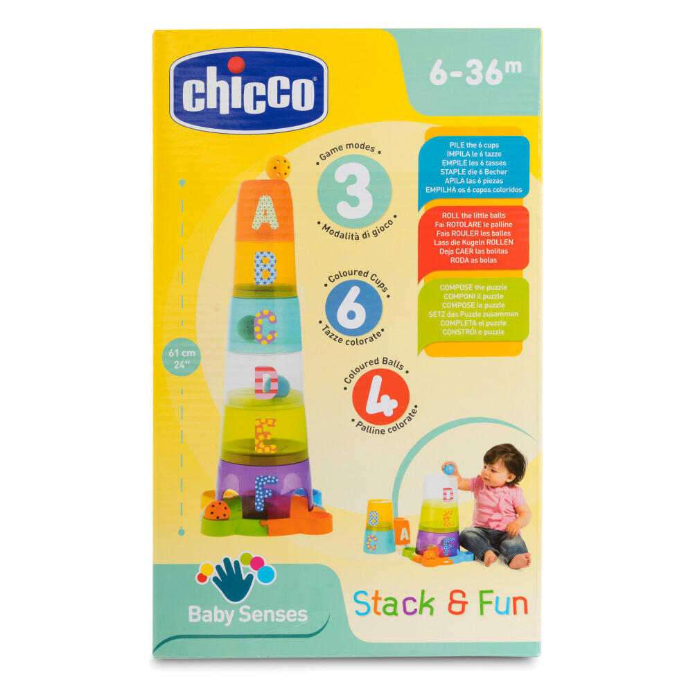 Chicco 2 In 1 Stacking Cup and Marble Run, Sorting Game, Ball Game, Puzzle Game, Toy, 9308000000